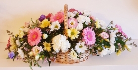 Mother's Day flower basket pink, white and lemon